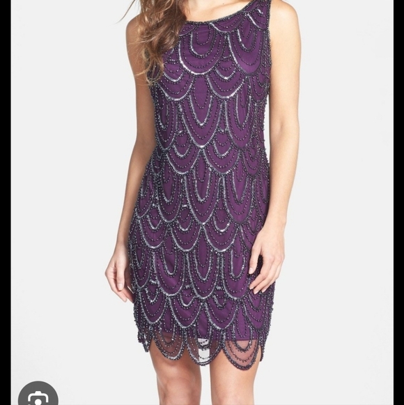 Pisarro Nights Beaded Cocktail Dress Size 4 Navy Blue Silver Sleeveless Formal - Picture 10 of 10